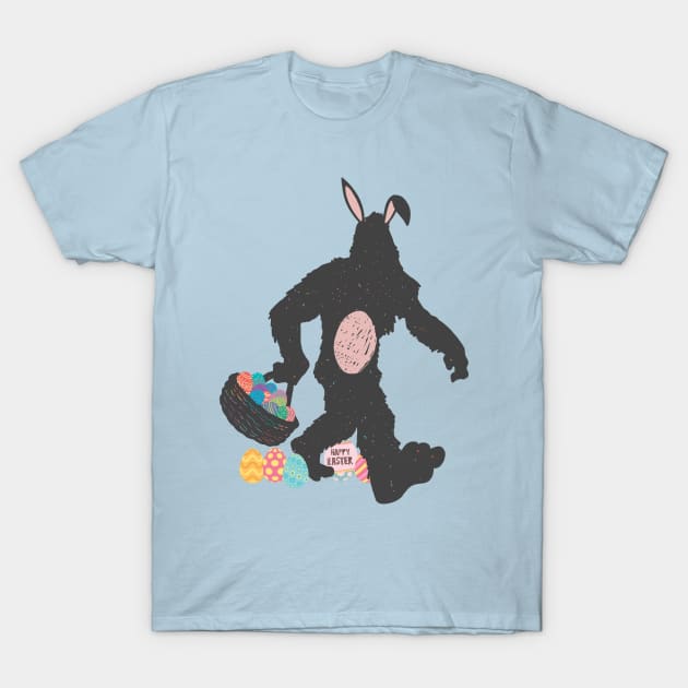 Easter Bigfoot Carrying Easter Eggs Boys Basket Stuffer Kids T-Shirt by pipsmerch